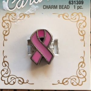 Breast cancer awareness pink ribbon bead